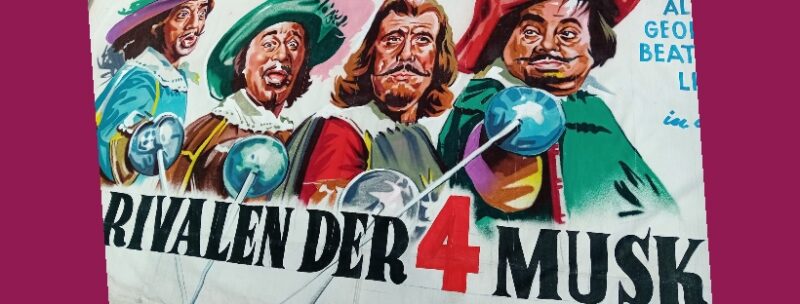 Vintage bioscoop doek  4,00 x 1,60 mtr de 4 musketiers  1963 Artikelnummer: 37628 - Afbeelding 3
