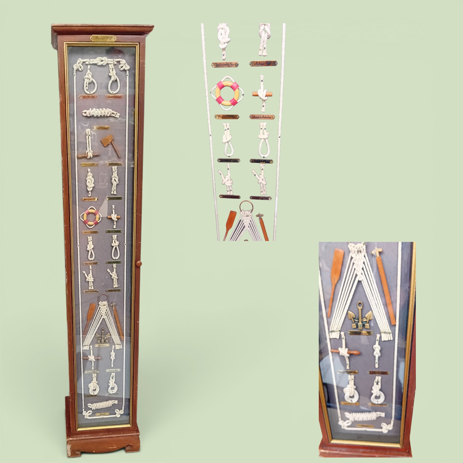 Nautische wandvitrine met touwknopen