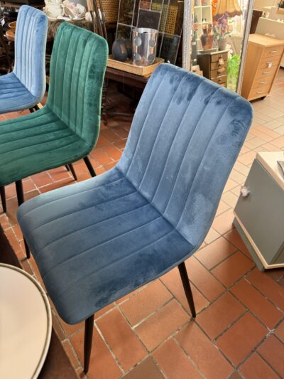 Eetkamer stoel blauw velvet artnr.39290