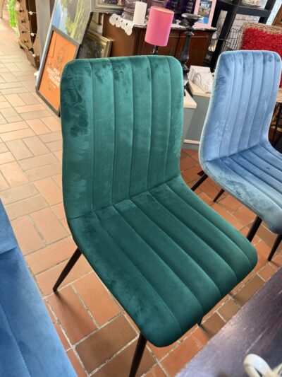Eetkamer stoel groen velvet artnr.39296