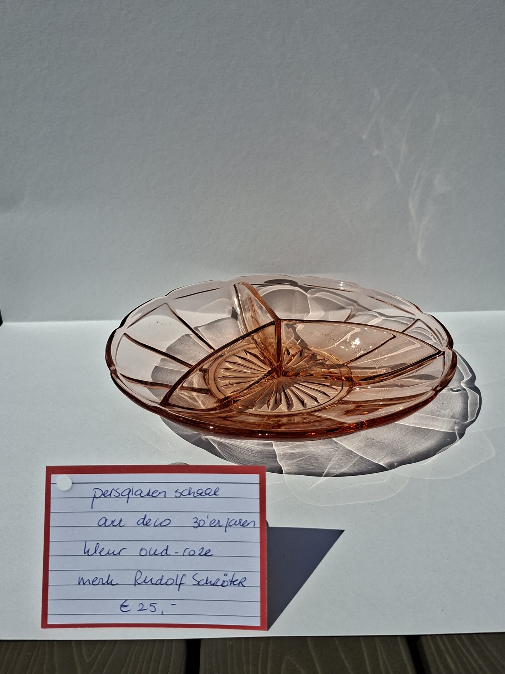 ARD DECO schaal depression glass' 30 er jaren Art.nr 40230 - Afbeelding 2