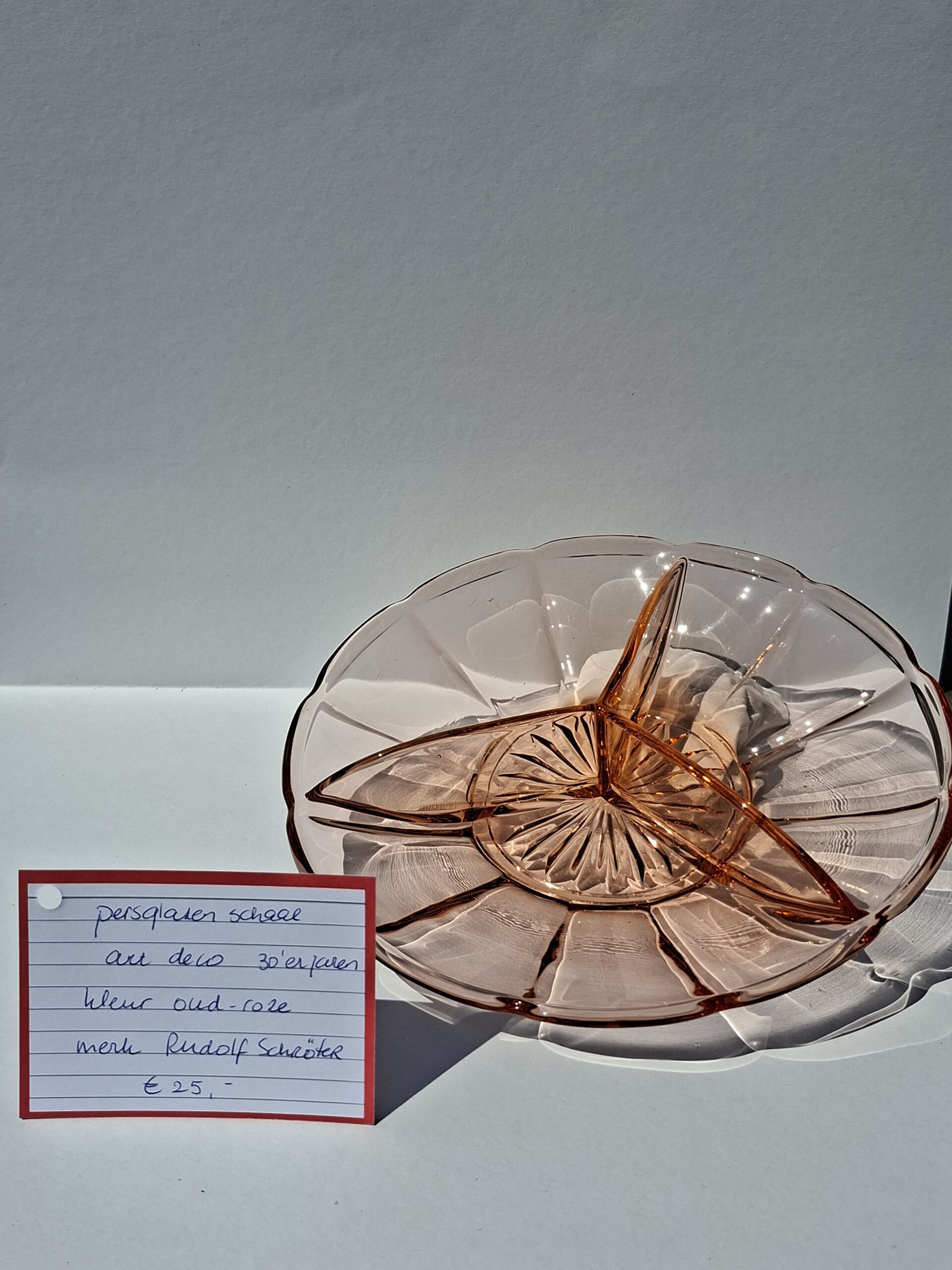 ARD DECO schaal depression glass' 30 er jaren Art.nr 40230 - Afbeelding 3