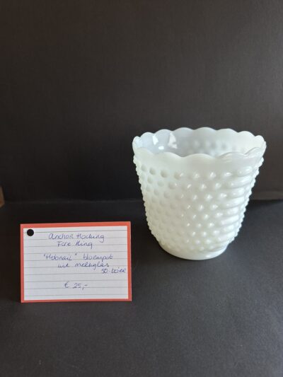 Anchor Hocking Fire King Hobnail bloempot (melkglas, vintage) art. nr 40648