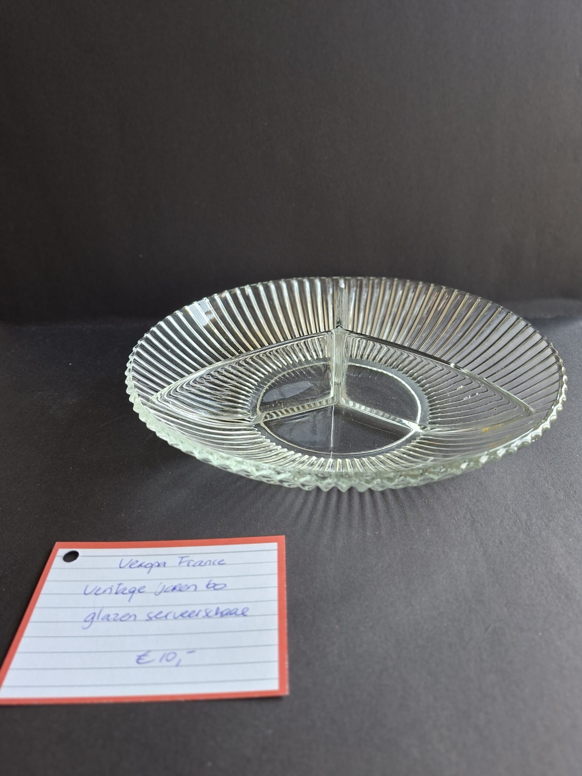 Vintage glazen serveerschaal, art. nr 40884