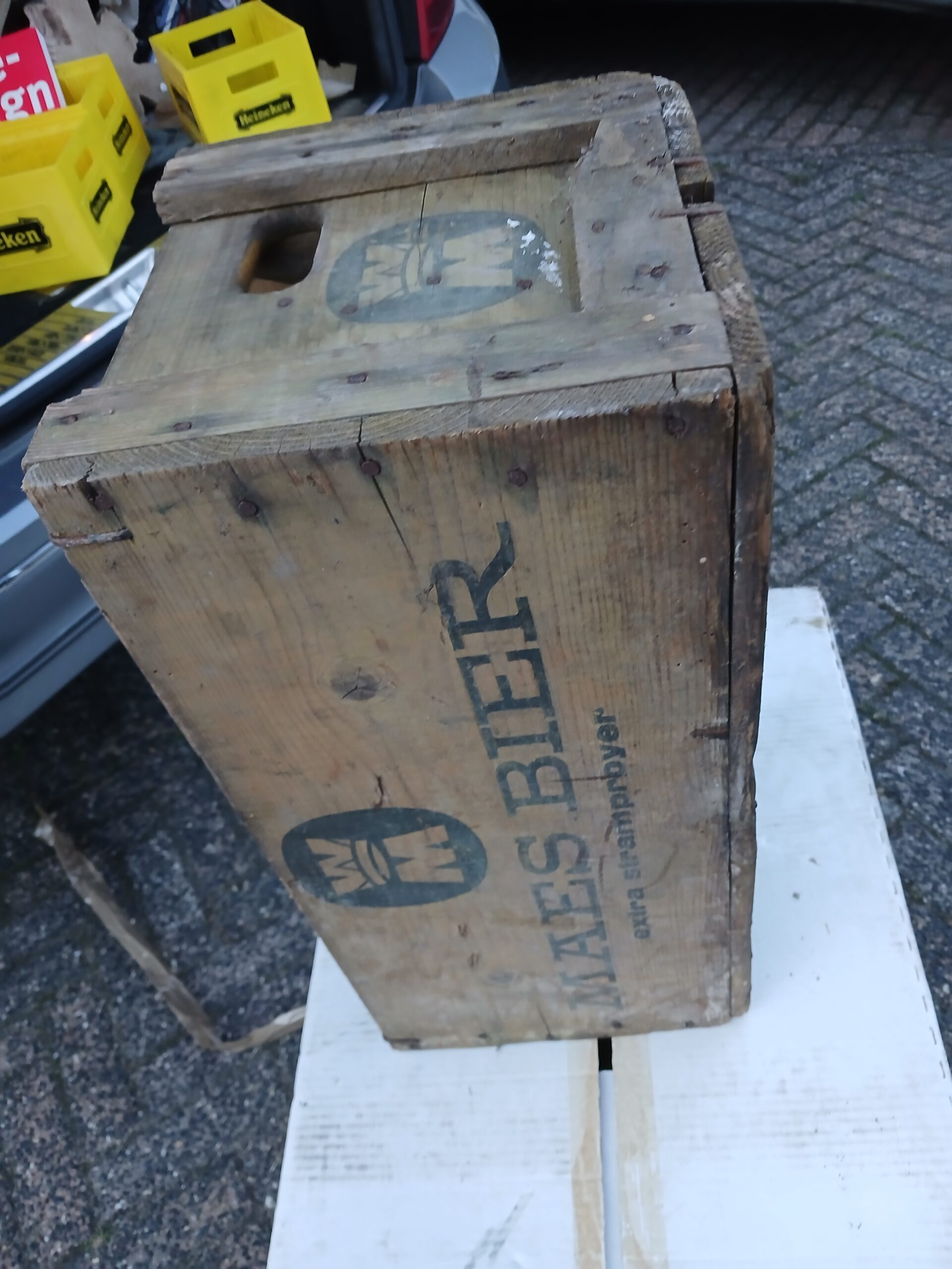 Houten bierkrat Brouwerij Maes uit Stramproy. art.nr. 40550 - Afbeelding 2