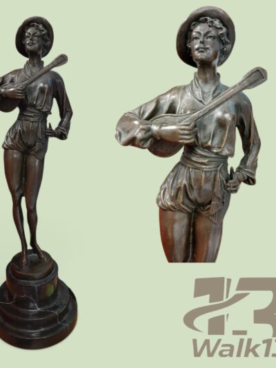 bronzen mandolinespeelster (merk Preiss) art.nr 40476